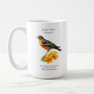 Caneca De Café Marigold Flower and Bird Birds, outubro