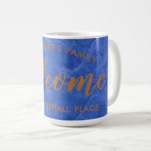 Caneca De Café Marinha Moderna e Nome Personalizado Endereço de C