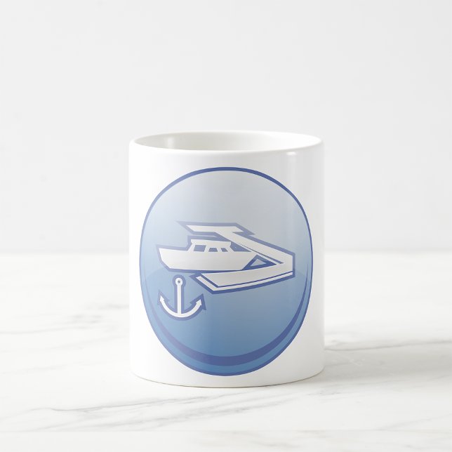 Caneca De Café Marinha Náutica de Barco e Âncora (Criador carregado)