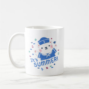 Caneca De Café Marinheiro de Urso Polar Bonito na Ilustração de V