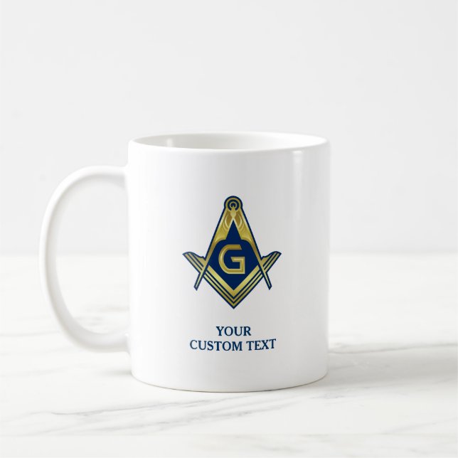 Caneca De Café Marinho Azul, Dourado Maçons | Ofertas para residê (Esquerda)