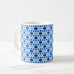 Caneca De Café Marinho Azul e Azul Claro Abstrato Geométrico