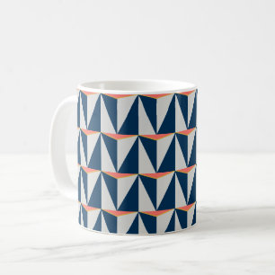 Caneca De Café Marinho Azul e Cinza Geométrica