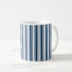 Caneca De Café Marinho azul e faixas brancas de doces