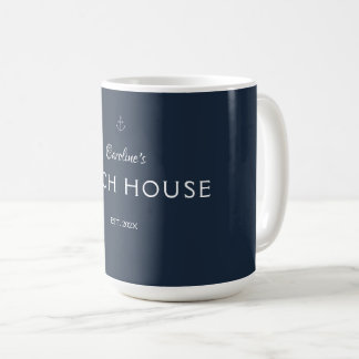 Caneca De Café Marinho Azul Nome Personalizado Simples Elegante M