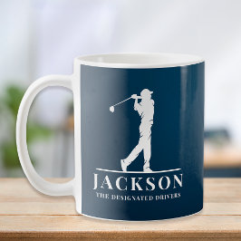 Caneca De Café Marinho Azul Personalizado Monograma Golfer