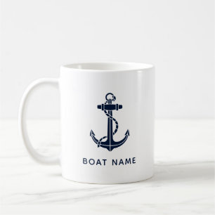 Caneca De Café Marinho Blue Boat Anchor Manutenção Personalizada