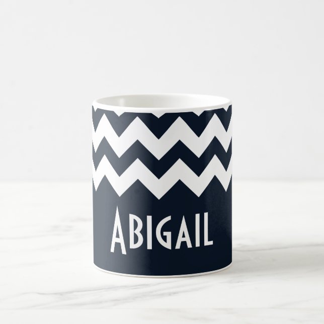 Caneca De Café Marinho Blue Chevron (Centro)