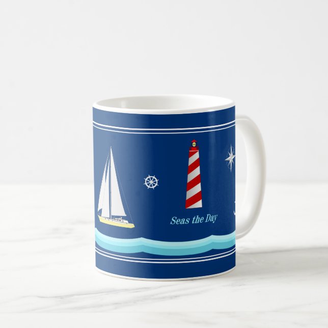 Caneca De Café Marinho Blue Coffee Mug para sopradores de barcos (Frente Esquerda)