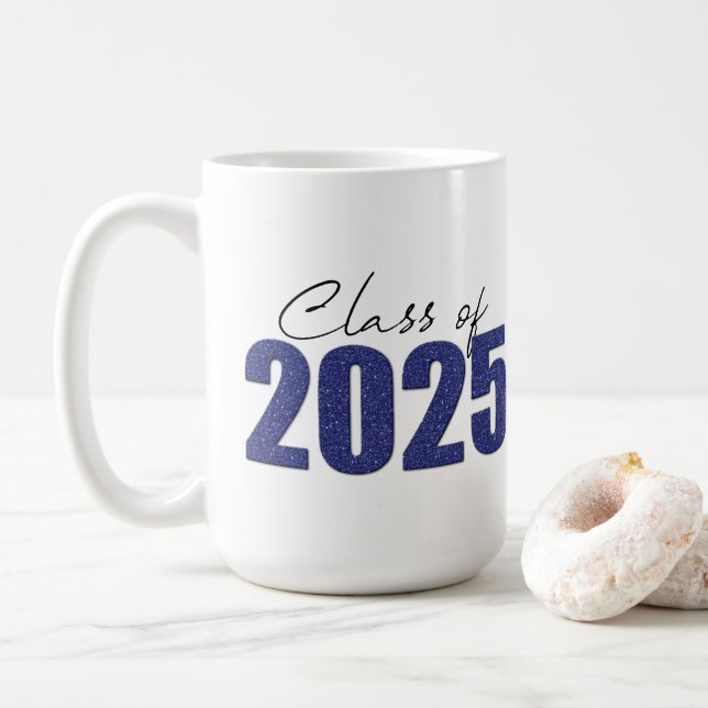 Caneca De Café Marinho Blue Glitter Classe de 2025 (Com Donut)