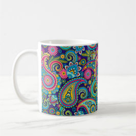 Caneca De Café Marinho Blue Paisley
