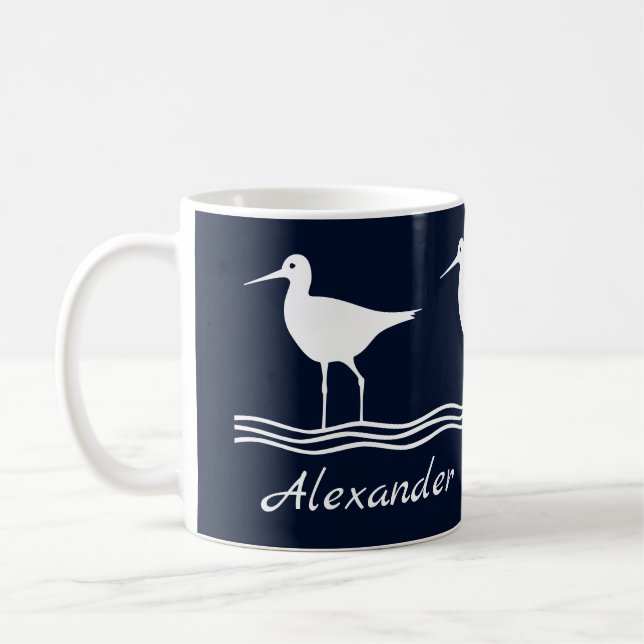 Caneca De Café Marinho Blue Sandpipers em branco (Esquerda)