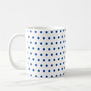 Caneca De Café Marinho clássico Bolinhas azuis em branco