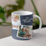 Caneca De Café Marinho da família multifoto elegante moderna azul<br><div class="desc">Presente moderno e elegante na moda multifoto da família. A cor azul moderna do marinho pode ser alterada.</div>