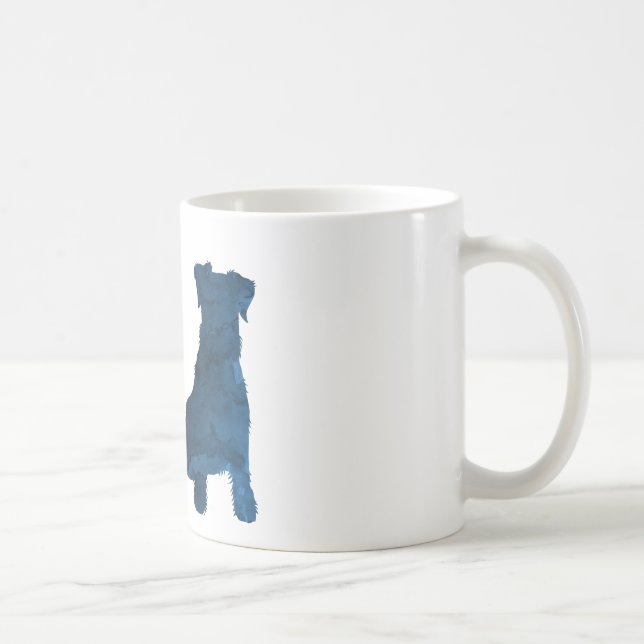 Caneca De Café Marinho de Cachorro Schnauzer Silhueta Azul (Direita)