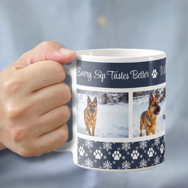 Caneca De Café Marinho de padrão de impressão azul 4, foto de cão (Criador carregado)