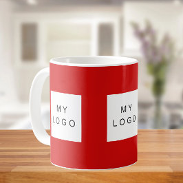 Caneca De Café Marinho do logotipo comercial vermelho