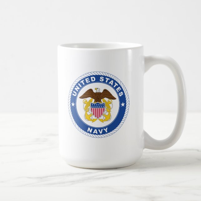 Caneca De Café Marinho dos EUA | Agente Crest (Direita)