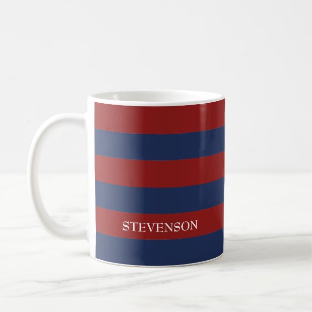 Caneca De Café Marinho e Red Rugby Stripes (Esquerda)