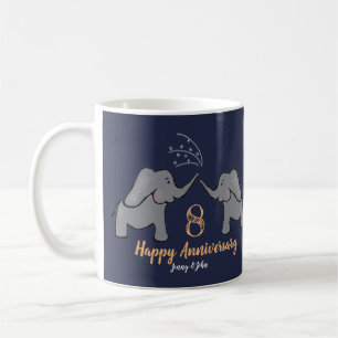 Caneca De Café marinho elefante do aniversário de casamento em b