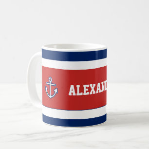 Caneca De Café Marinho Marinho Náutico, Bandas brancas azuis