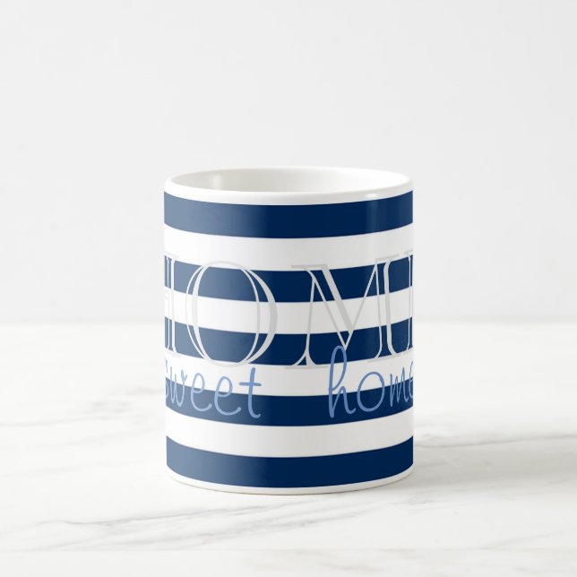 Caneca De Café Marinho Moderno Blue Stripes, Home Sweet Home (Centro)