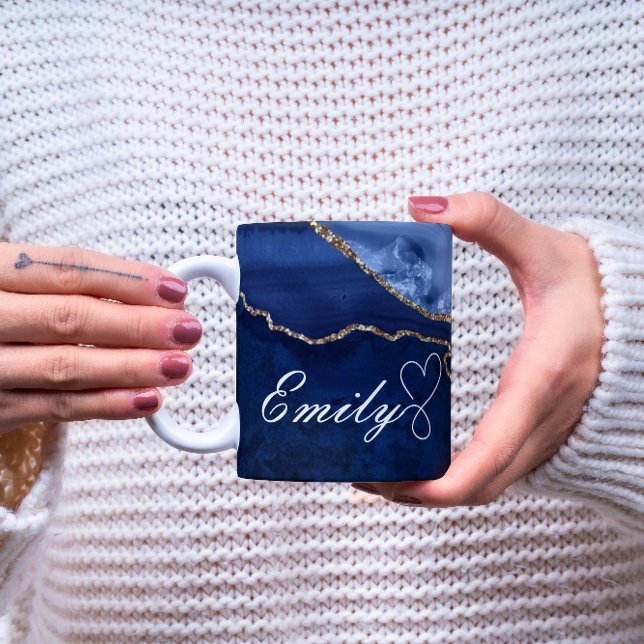 Caneca De Café Marinho personalizado de luxo, azul e Dourado Mang (Criador carregado)