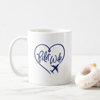 Caneca De Café Marinho Piloto Wife Looped Heart Plane