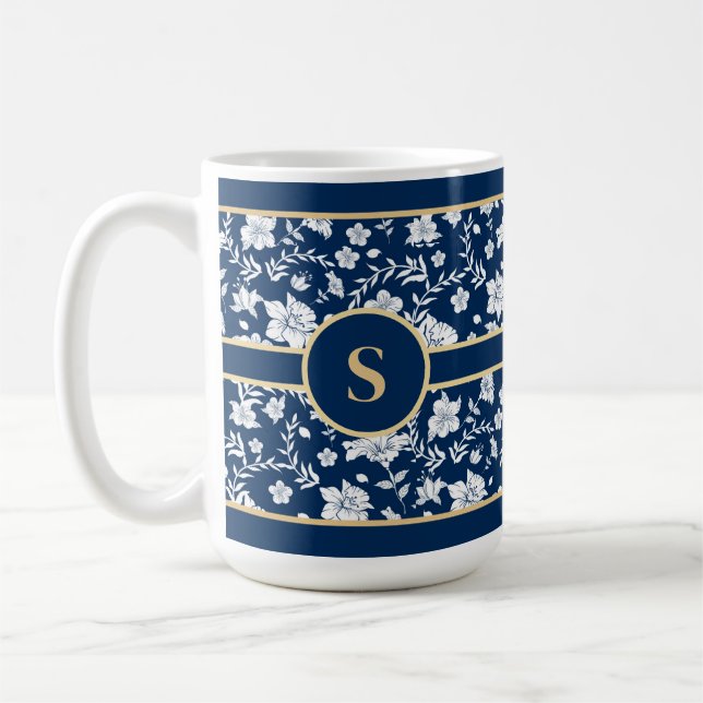 Caneca De Café Marinho White Floral Mug (Esquerda)