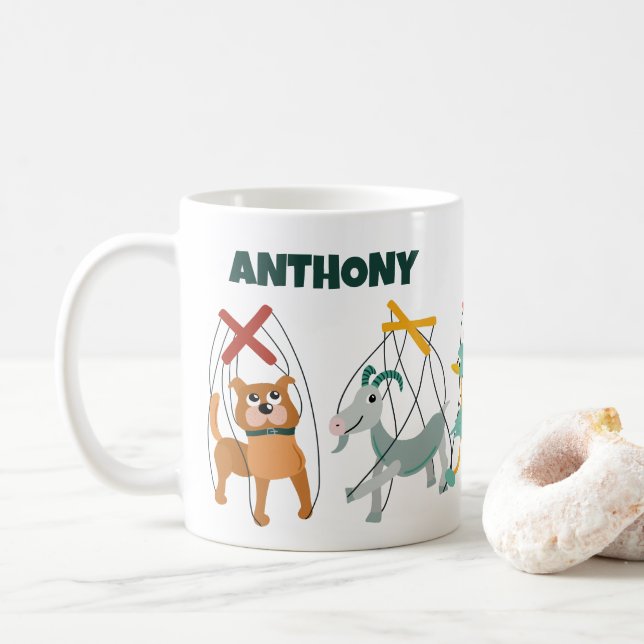 Caneca De Café Marionette Puppeteers Cute Personalizados (Com Donut)