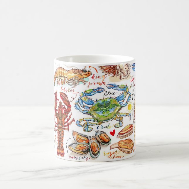 Caneca De Café Mariscos Coloridos  (Centro)