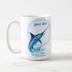 Caneca De Café Marlin Azul Saltando do Oceano