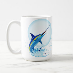 Caneca De Café Marlins Azuis Saltando do Oceano