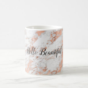 Caneca De Café Mármaco branco Dourado Rosa bonito     