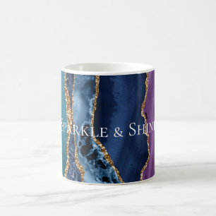 Caneca De Café Mármaco Dourado azul-roxo-turquesa