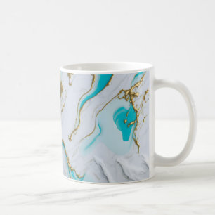 Caneca De Café Mármaco líquido de turquesa branca