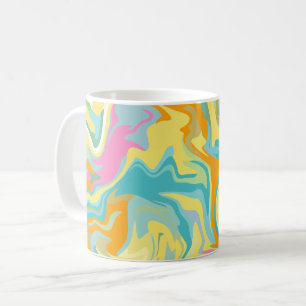 Caneca De Café Mármore abstrato girando com cores brilhantes