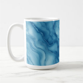 Caneca De Café Mármore Azul Elegante com Design Fluido Ondulado