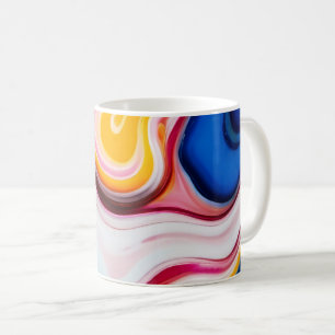 Caneca De Café Mármore azul-preto-branco-cor-de-rosa