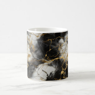 Caneca De Café Mármore branco, Dourado e negro de luxo elegante