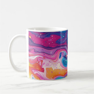 Caneca De Café mármore, cores arco-íris, design geométrico, color