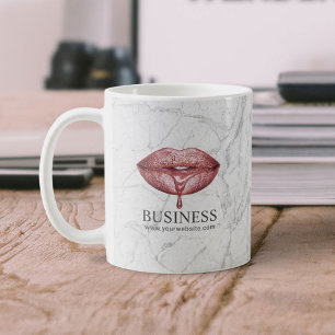 Caneca De Café Mármore Dourado cor-de-rosa do branco dos lábios
