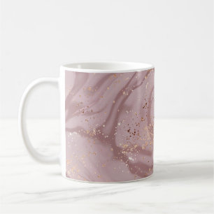 Caneca De Café Mármore Líquido: Artista Rosa Dourada.