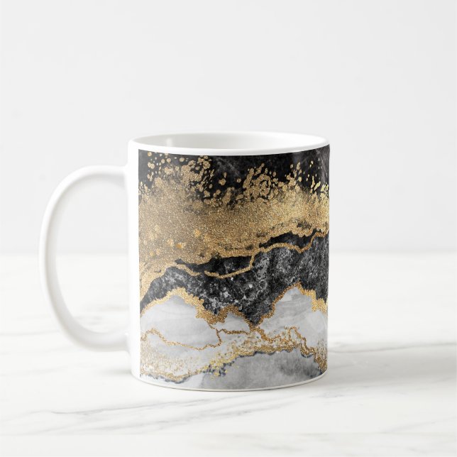 Caneca De Café Mármore Negro com Bonito Dourado (Esquerda)