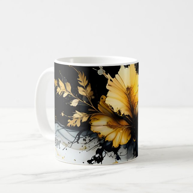 Caneca De Café mármore preto de ouro (Frente Esquerda)