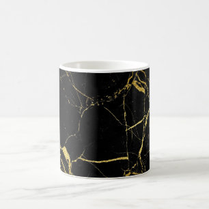 Caneca De Café Mármore preto e Dourado afiado
