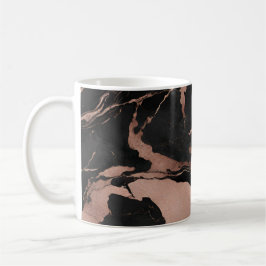 Caneca De Café Mármore Preto Moderno Tendência Dourado Rosa