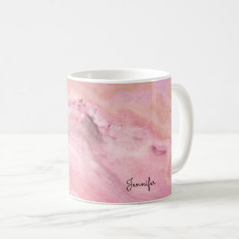 Caneca De Café Mármore Rosa Bebê