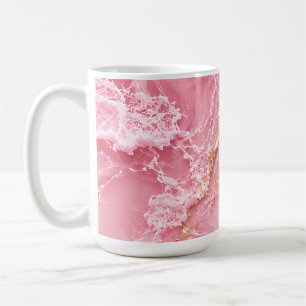 Caneca De Café Mármore Rosa Oceano Luxo com Veias Douradas
