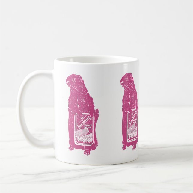 Caneca De Café Marmot Groundhog comendo sardinha (Esquerda)